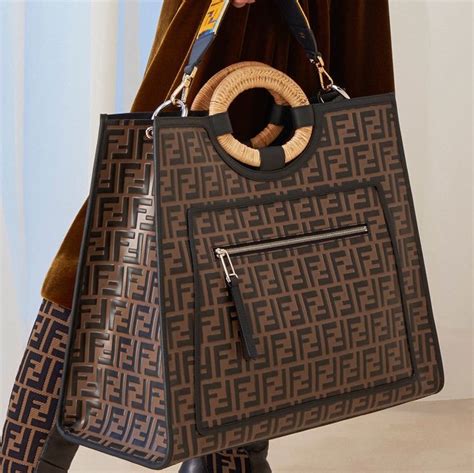 fendi runaway flocked leather tote|Runaway shopping leather tote Fendi Brown in Leather .